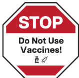 Red stop sign with vaccine caution