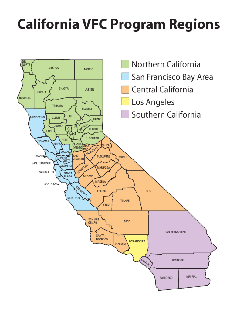 Map of California VFC Program Regions